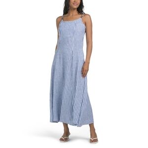 Calypso Linen Blend Striped Maxi Dress